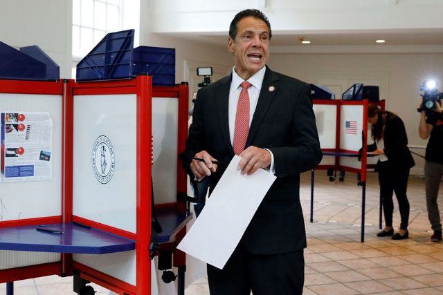Governor Andrew Cuomo voting in Mount Kisco, NY